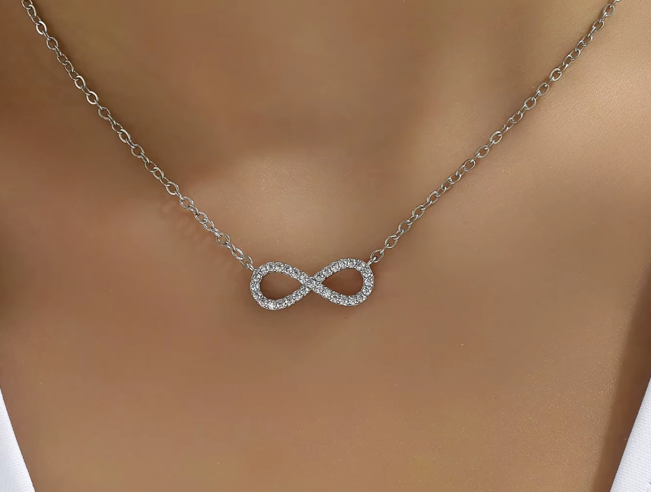 Infinity Necklace for Girls – Stainless Steel & Zircon “Love You Forever” Pendant